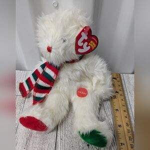 Ty muffler Festive White Bear with Red and Green Details